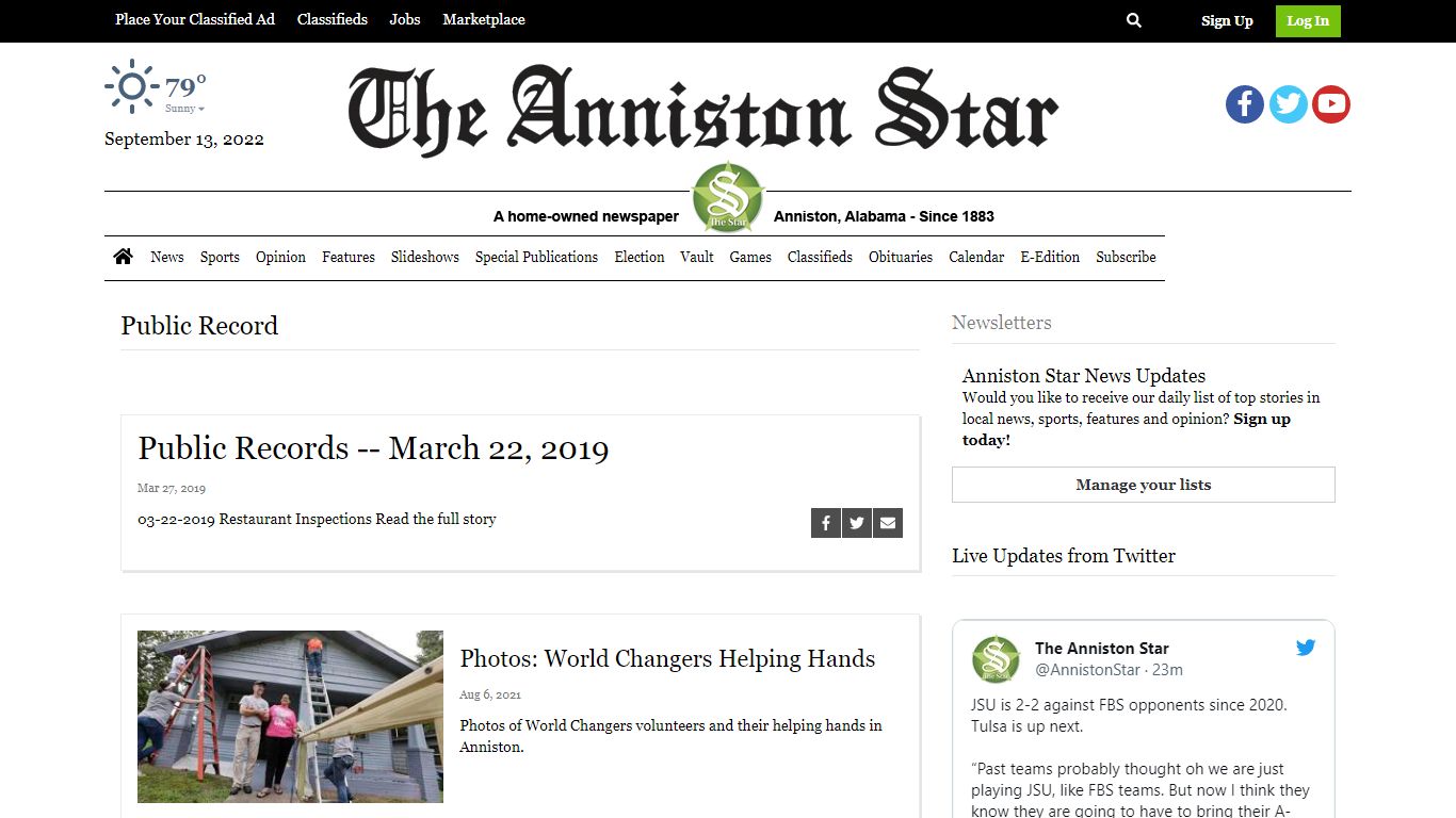 Public Records -- March 22, 2019 - The Anniston Star